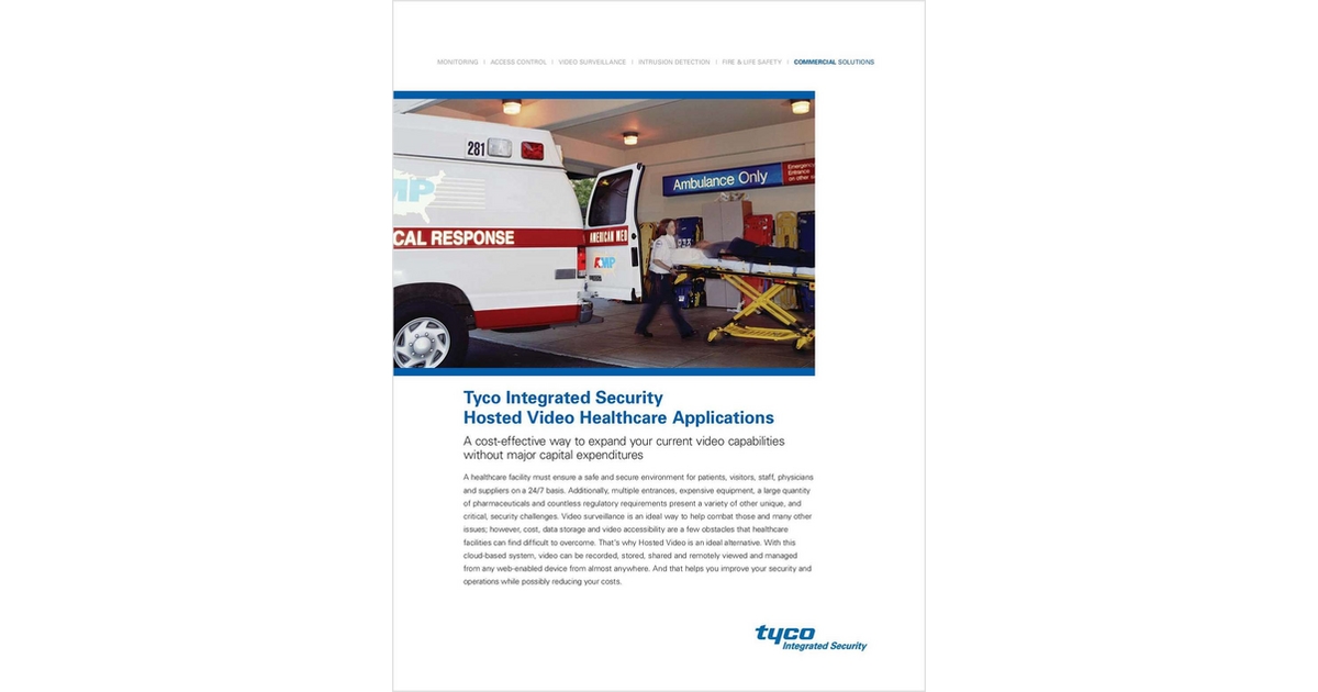 Tyco Integrated Security Hosted Video Healthcare Applications
