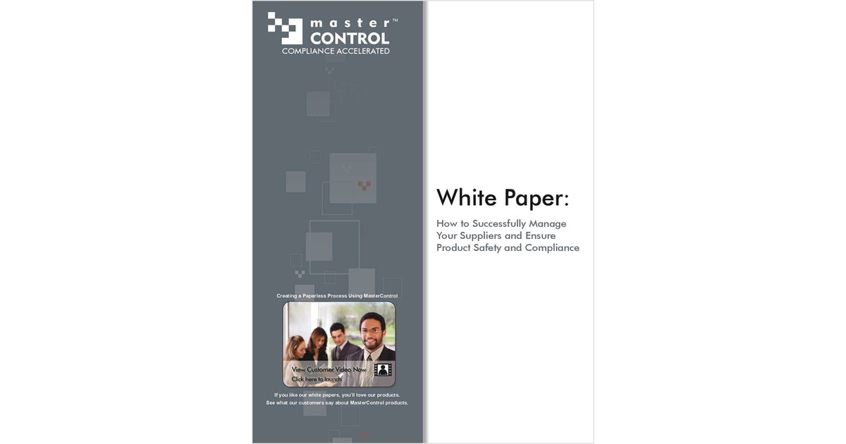 How to Successfully Manage Your Suppliers and Ensure Product Safety and Compliance