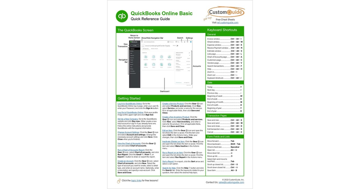 Quickbooks Quick Reference Guide
