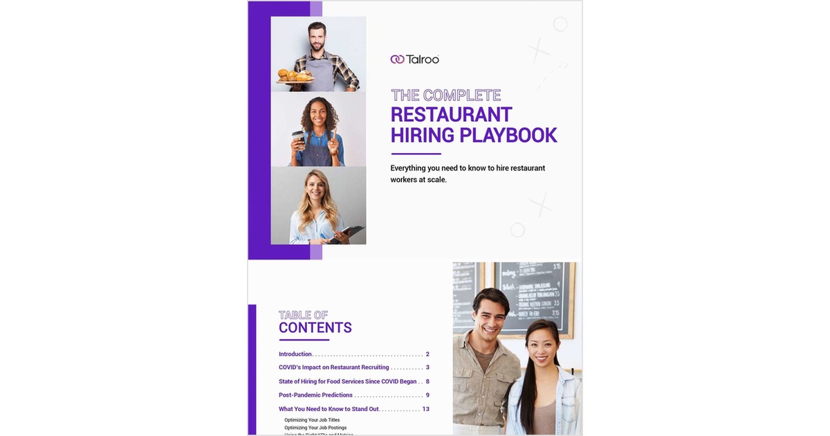 Talroo's 2022 Complete Restaurant Hiring Playbook