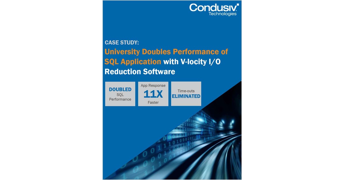 University Doubles Performance of SQL Application with V-locity Throughput Acceleration Software