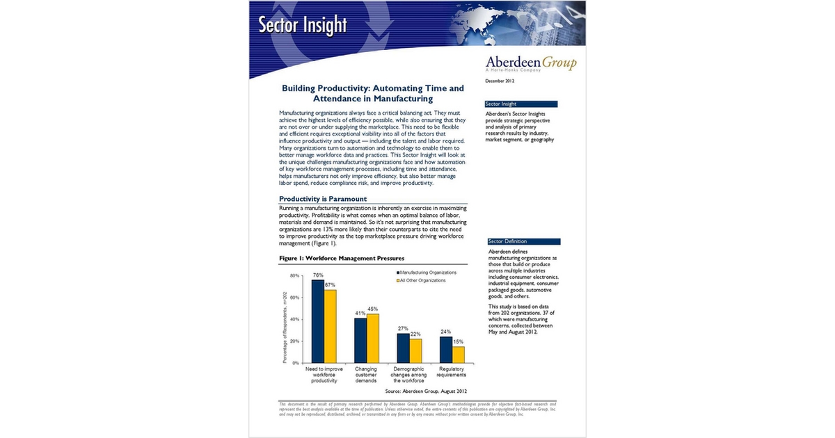 Building Productivity: Automating Time and Attendance in Manufacturing